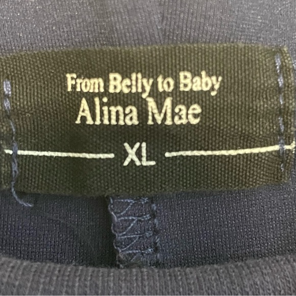 Navy Maternity Pants Comfortable Stretch Over-Bump Ankle Length Size XL - Picture 6 of 9